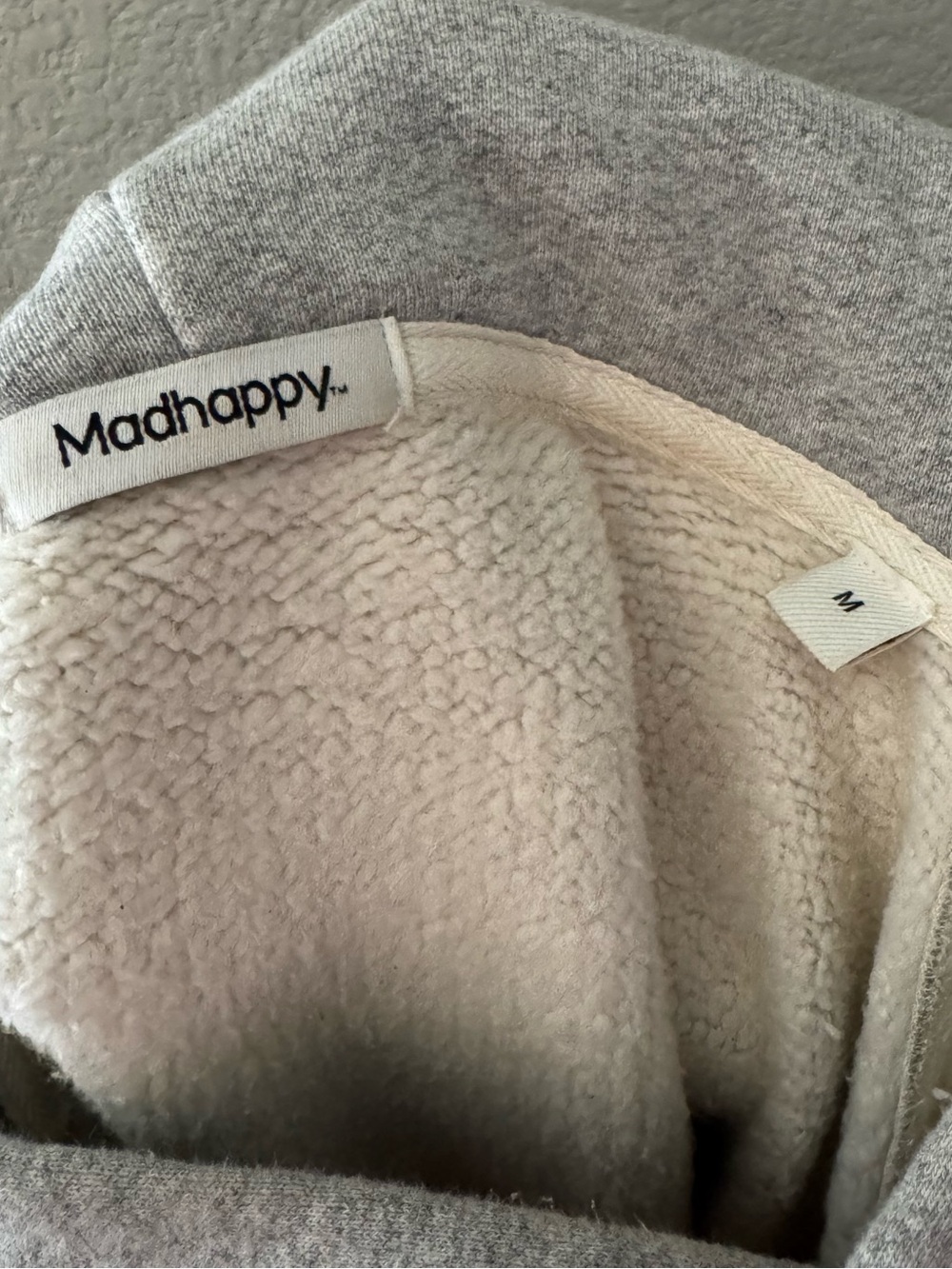 Madhappy Bow Fleece Hoodie Sweatshirt Med Grey Cotton Oversized Casual Street - Picture 8 of 8